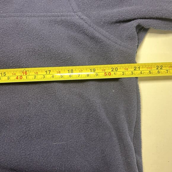 Patagonia Men's Medium Micro D Snap T Navy Blue with Red Pullover Fleece Sweater - Picture 7 of 8